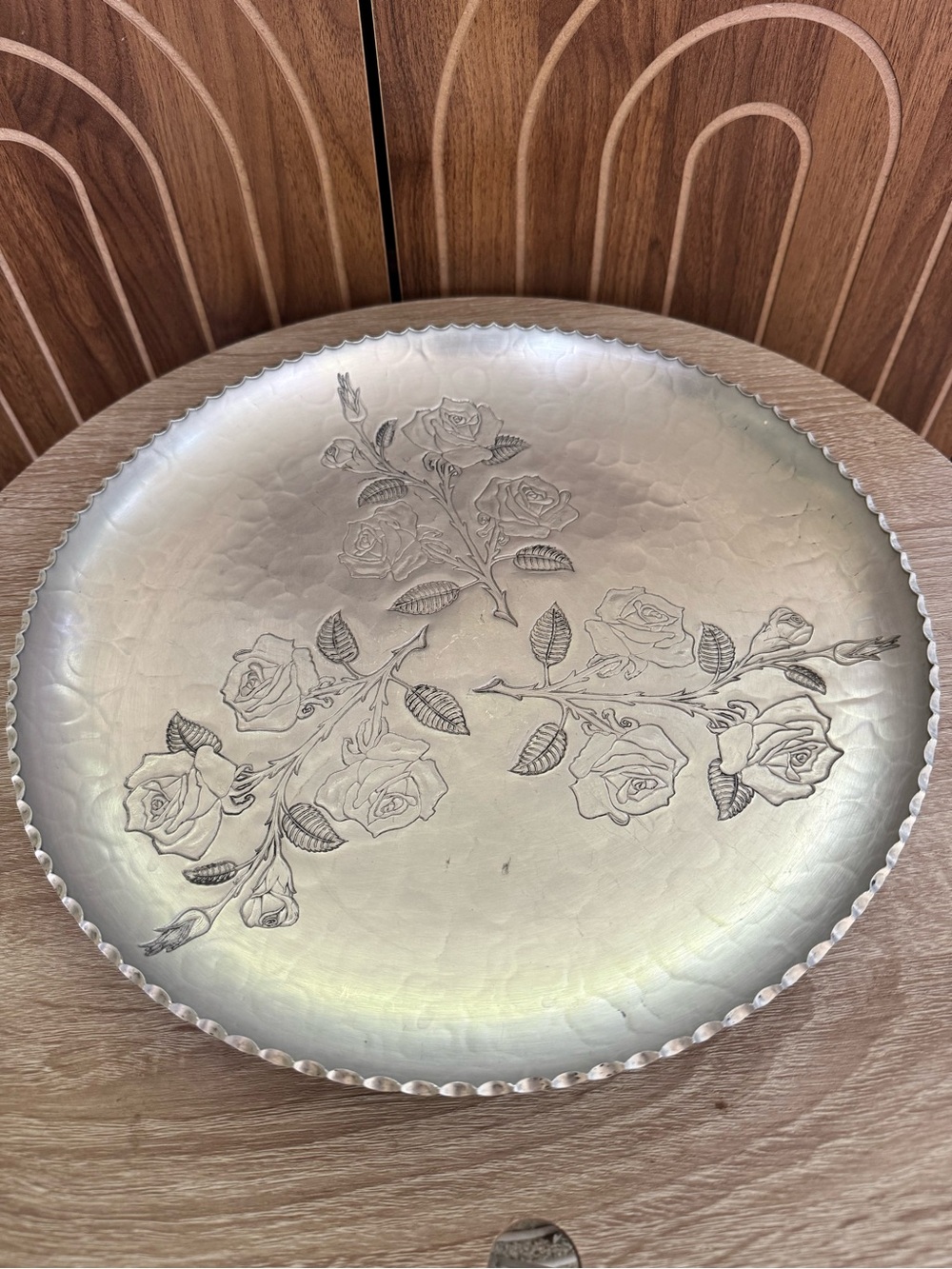 Farberware Aluminum Round Metal Tray with Stamped Logo